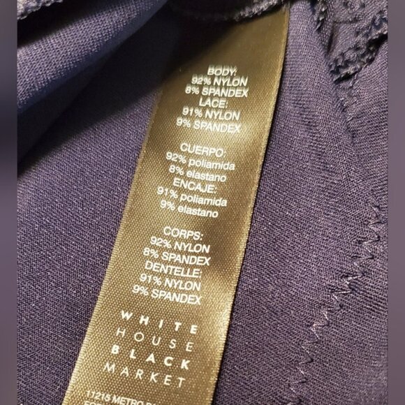 White House Black Market Wide Lace Hem Long Camisole in Navy Blue Size M - Picture 7 of 7